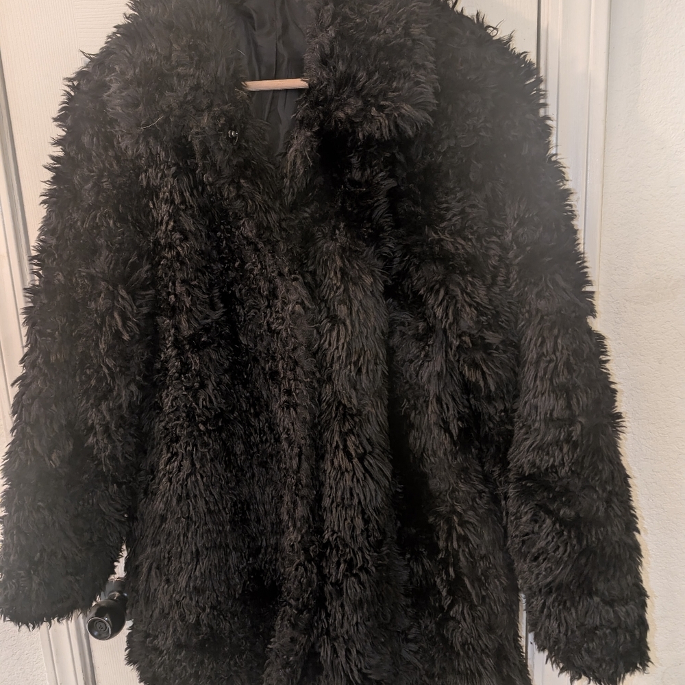 Divided By H&M Black Fluffy Faux Fur Teddy Jacket - Picture 4 of 5
